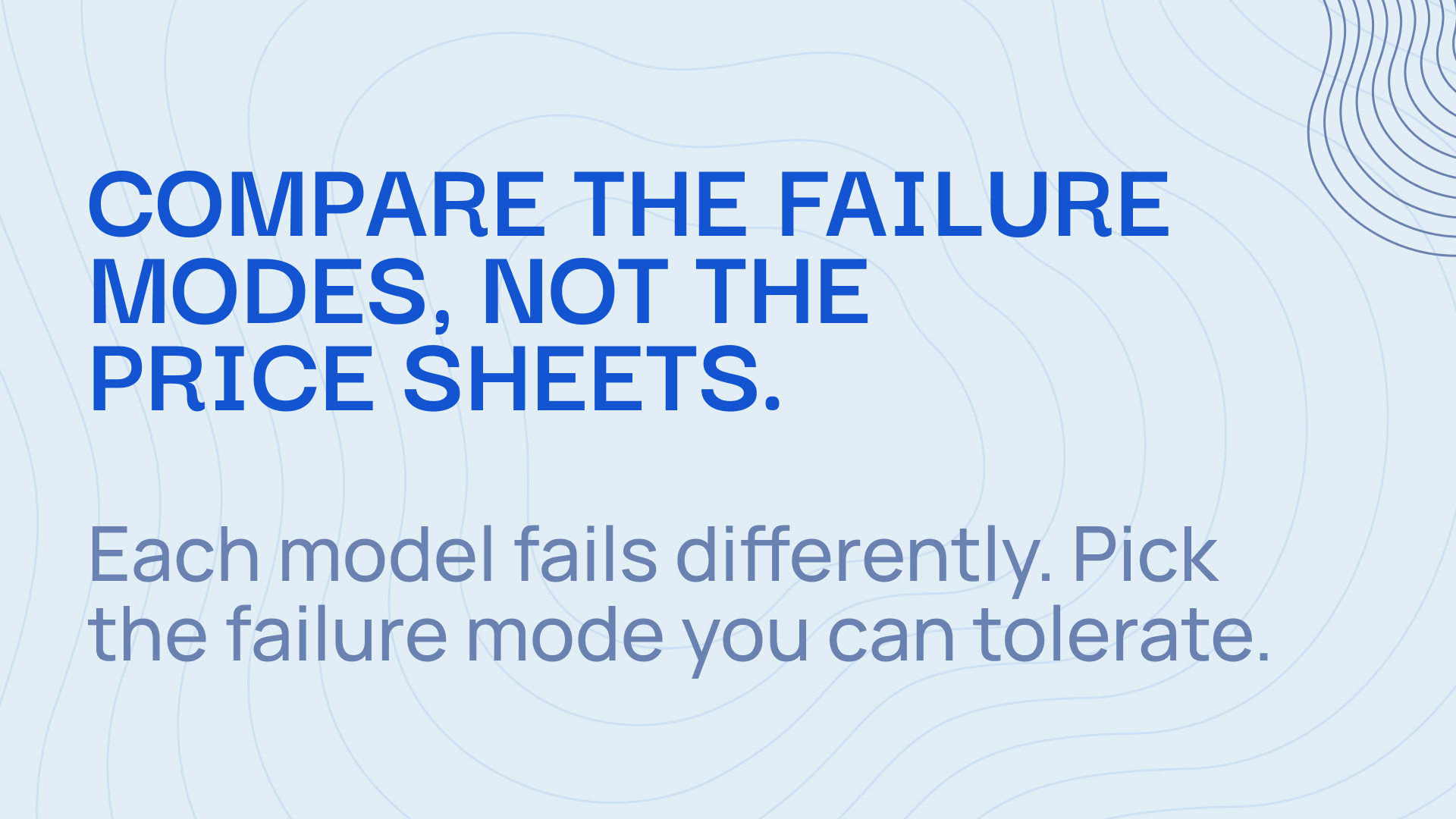 Slidecore pull quote reading: Compare the failure modes, not the price sheets. Each model fails differently. Pick the failure mode you can tolerate.